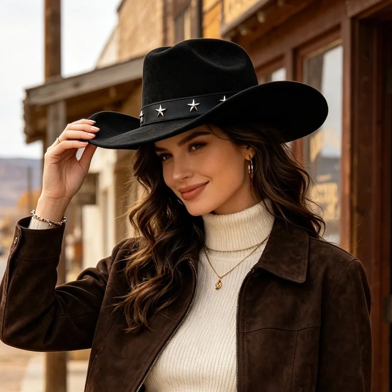 Fedora Hat Wool - Sombrero Vaquero de Ala Ancha para