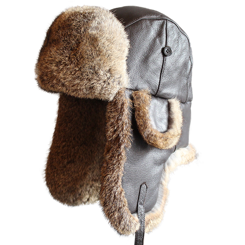 Winter Trapper Hat - Sombrero de bombardero de piel de